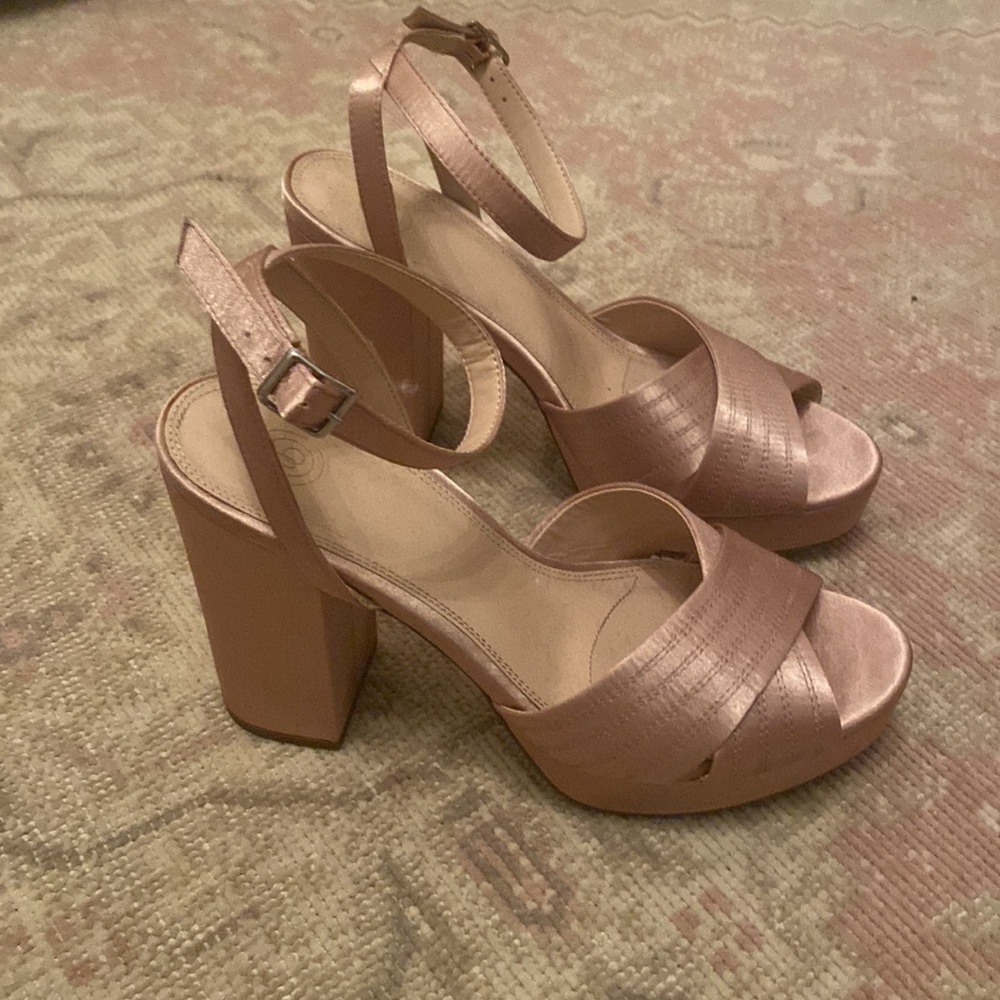 Urban Outfitters Pale Pink Satin Platforms